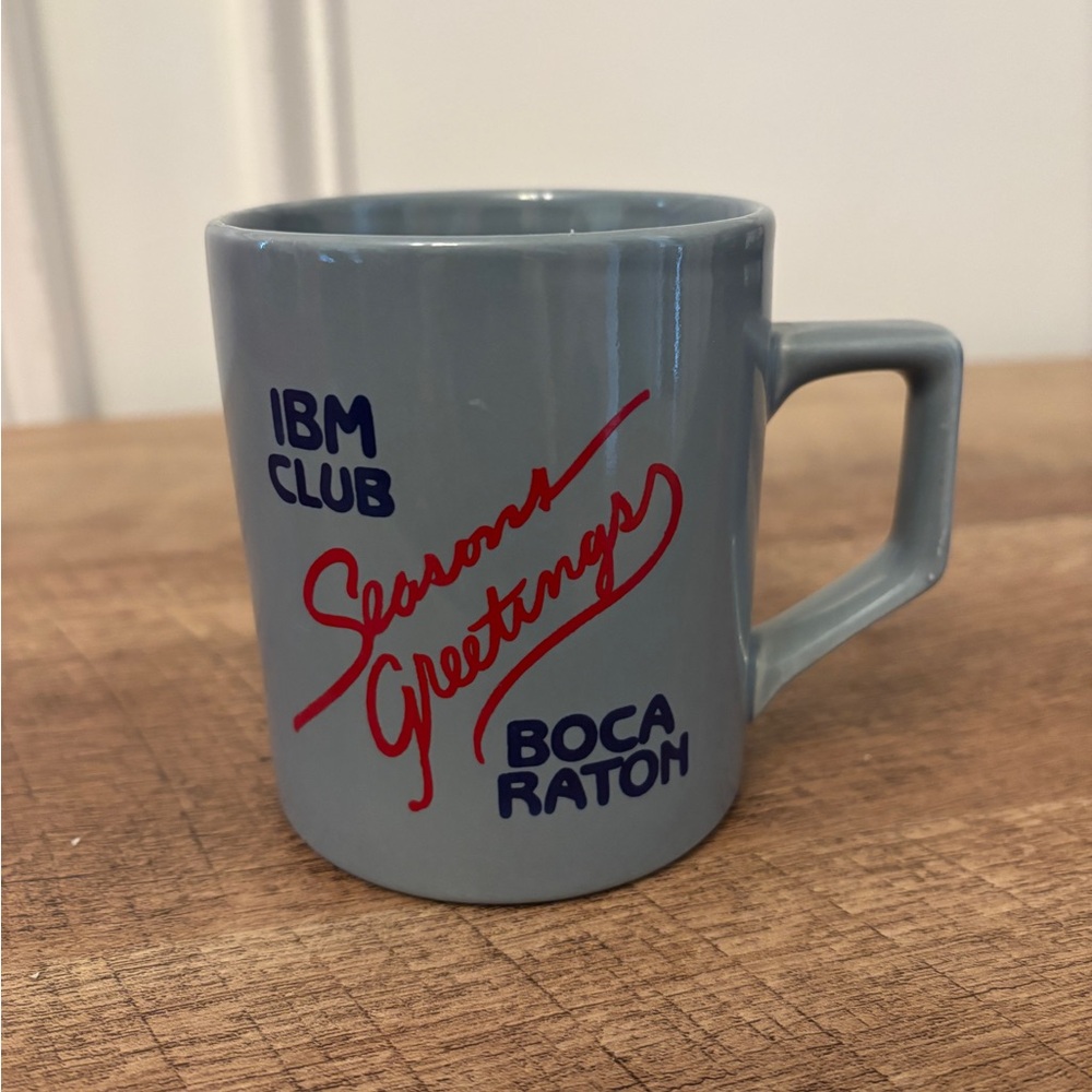 Vintage IBM Christmas Coffee Mug - Gray - Boca Raton, Florida Great Condition!